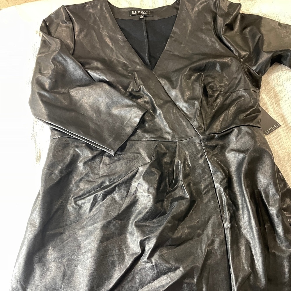Faux Leather Wrap Dress NWT